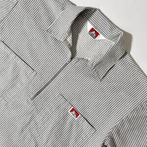 Vintage Ben Davis Work Shirt Mens Medium 1/4 Zip Hickory Stripe Gray Made in USA